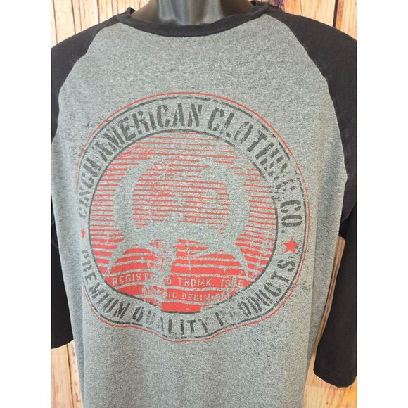 Cinch Modern Fit Mens Shirt Medium Gray-Black Raglan Baseball Tee - Picture 4 of 8